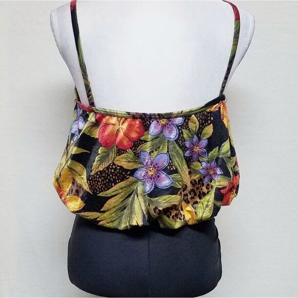 VINTAGE 80s Inches Away Tropical Blousen Swimsuit - Picture 6 of 9